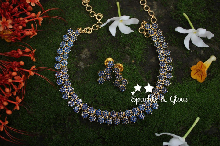 Two layer AD stones star gold necklace - white Multi - Sparkle and Glow