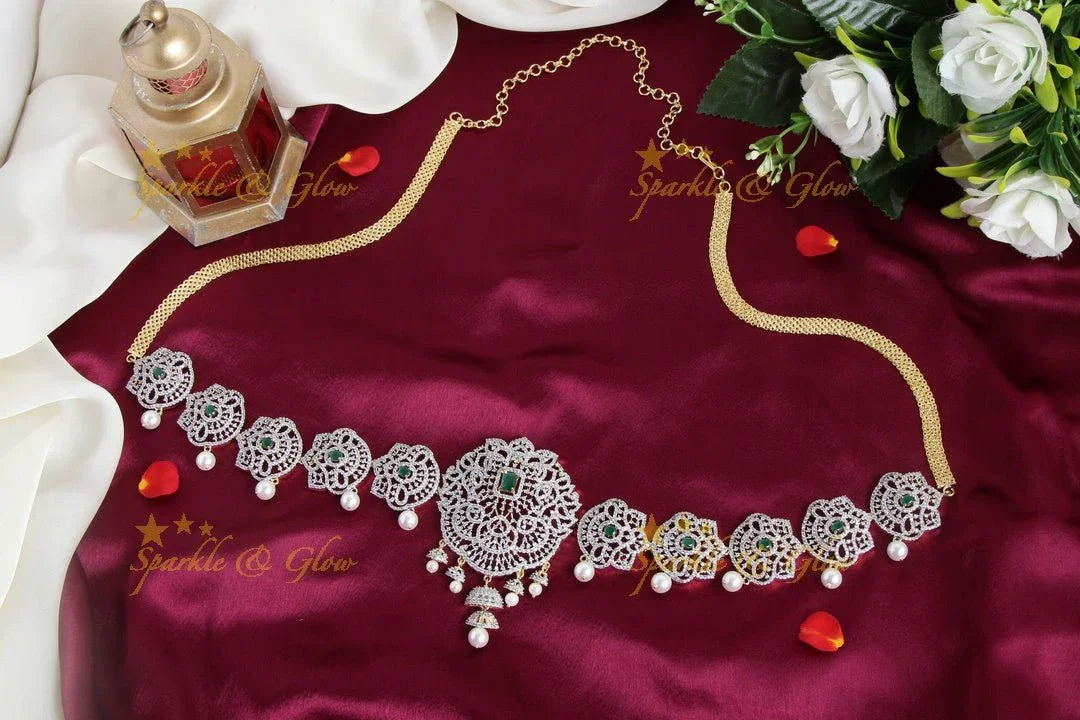 GJ Polished AD floral hipchain - Green - Sparkle and Glow