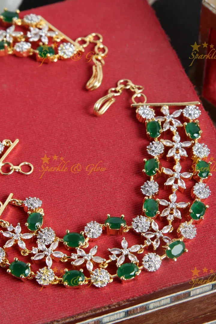 Beautiful AD Bridal floral design Earchain - Sparkle and Glow