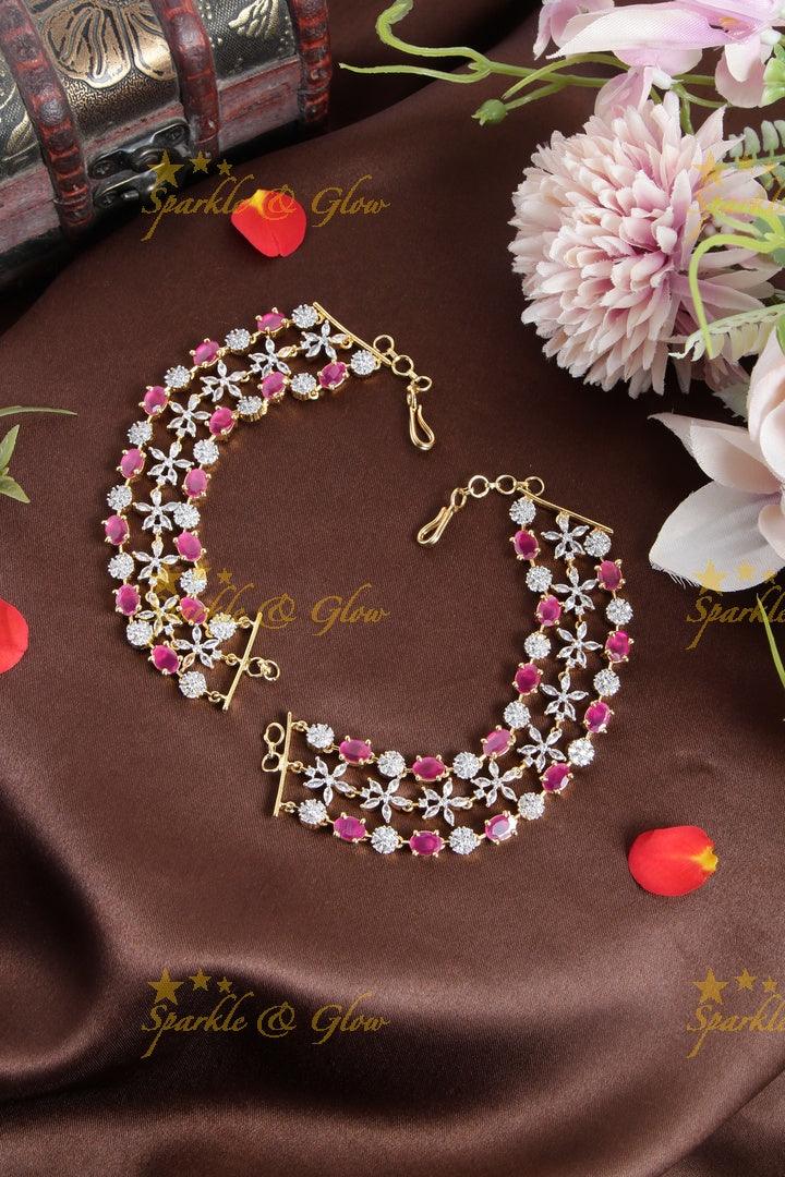 Beautiful AD Bridal floral design Earchain - Sparkle and Glow