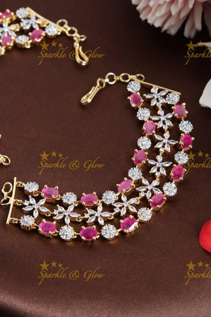 Beautiful AD Bridal floral design Earchain - Sparkle and Glow