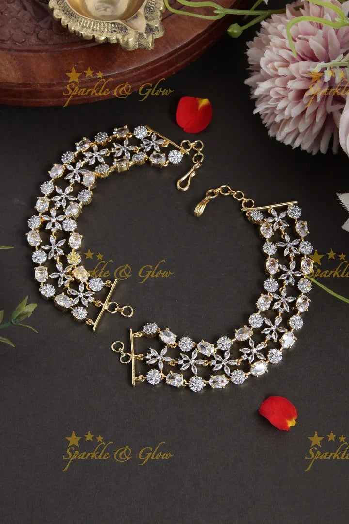 Beautiful AD Bridal floral design Earchain - Sparkle and Glow