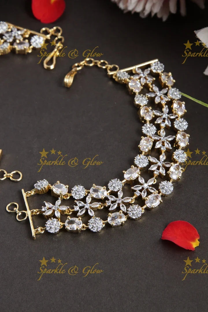 Beautiful AD Bridal floral design Earchain - Sparkle and Glow