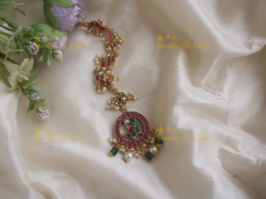 Beautiful antique peacock Jadau maang tikka - Sparkle and Glow