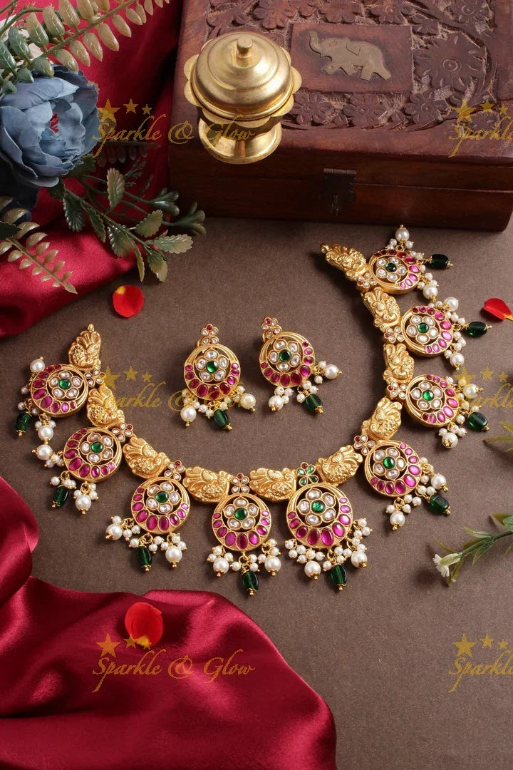 Elegant Floral Jadau Choker Necklace Devbeads