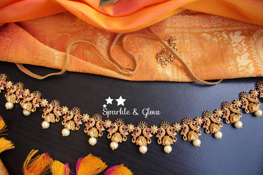 Premium quality matte peacock hip chain with stones - Sparkle and Glow