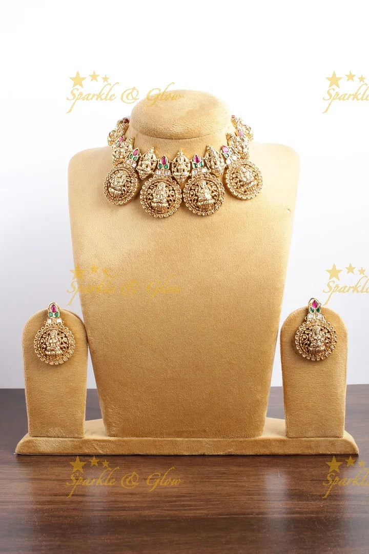 Elegant Jadau Lakshmi choker - Sparkle and Glow