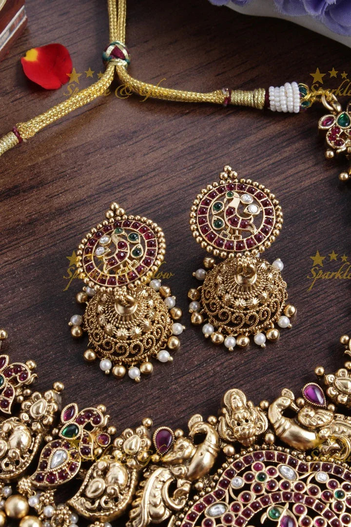 Stunning Mango peacock necklace with kemp stone - Sparkle and Glow