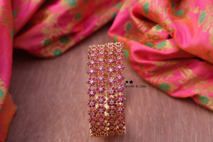 AD flower design stone bangles - Sparkle and Glow