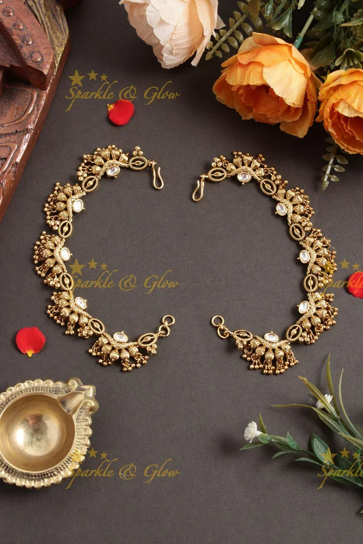 Statement gold alike kundan earchain - Sparkle and Glow