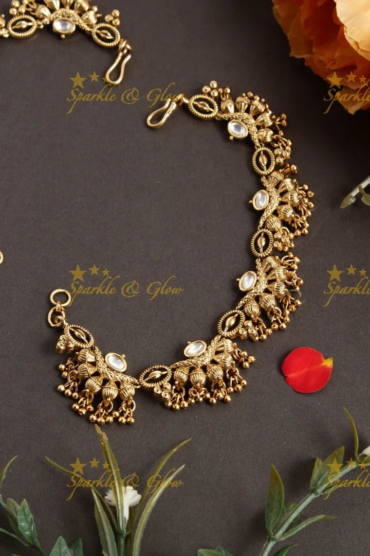 Statement gold alike kundan earchain - Sparkle and Glow