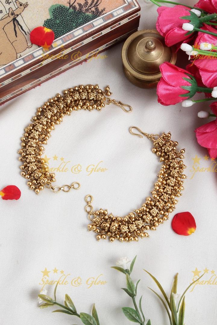 Gold alike polished gold cluster earchain - Sparkle and Glow