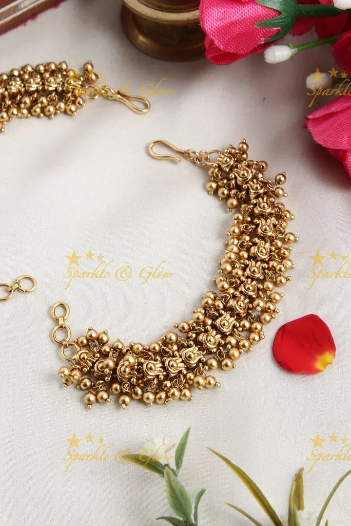 Gold alike polished gold cluster earchain - Sparkle and Glow