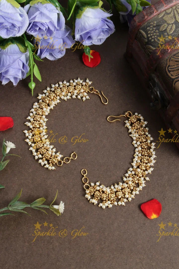 Gold alike polished gold cluster earchain - Sparkle and Glow