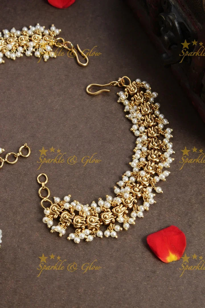 Gold alike polished gold cluster earchain - Sparkle and Glow