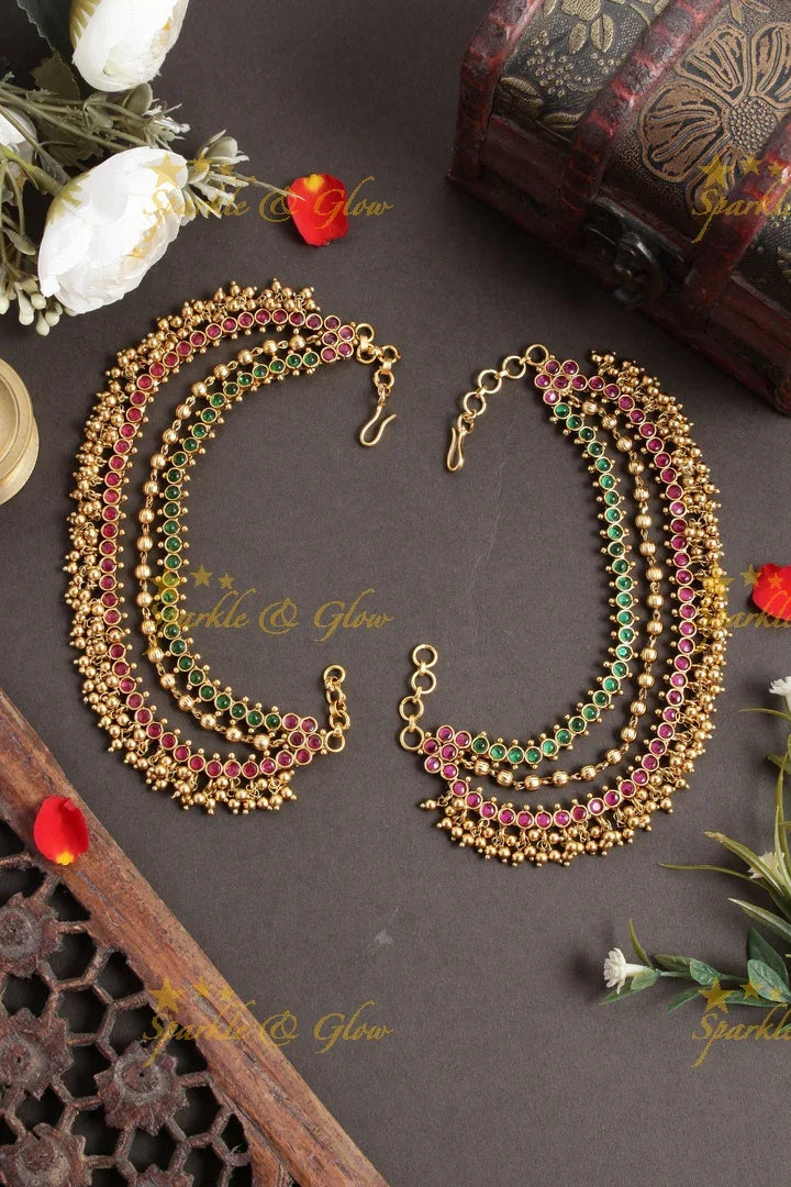 Beautiful Kemp stones gold beads earchain - Sparkle and Glow