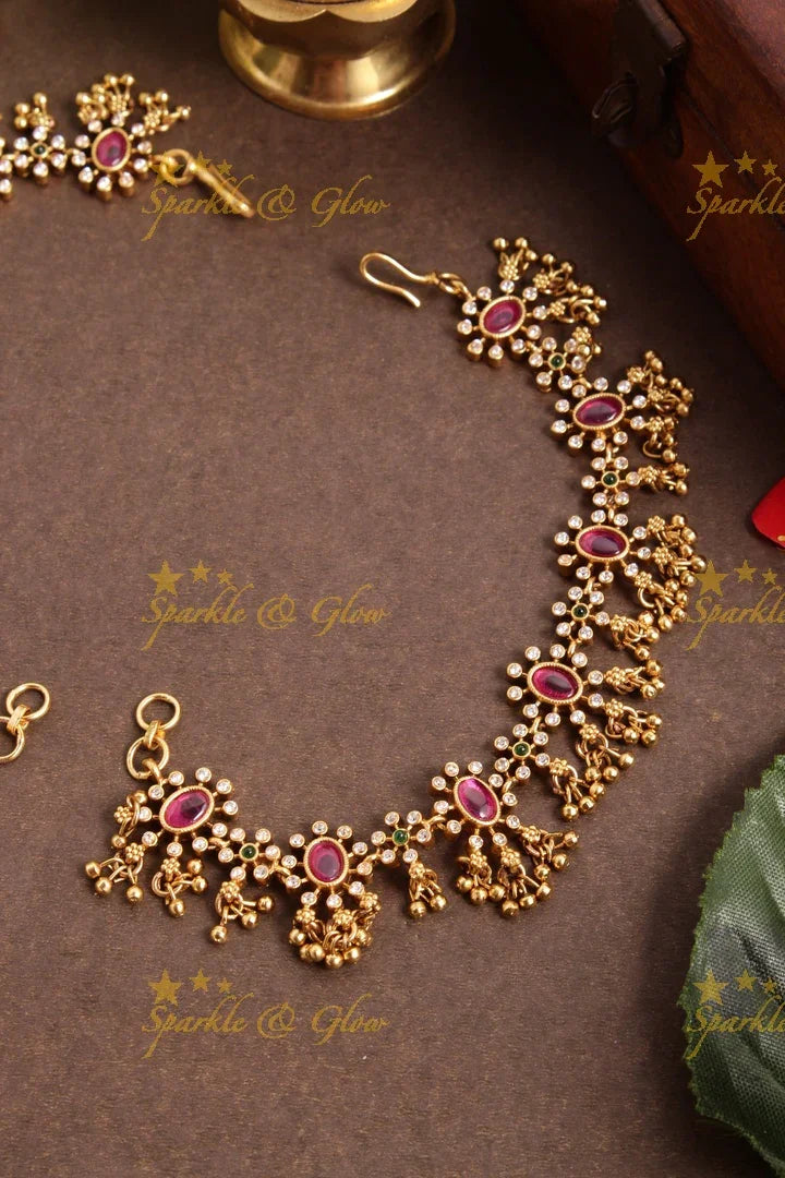 Gorgeous floral kemp stones earchain - Sparkle and Glow