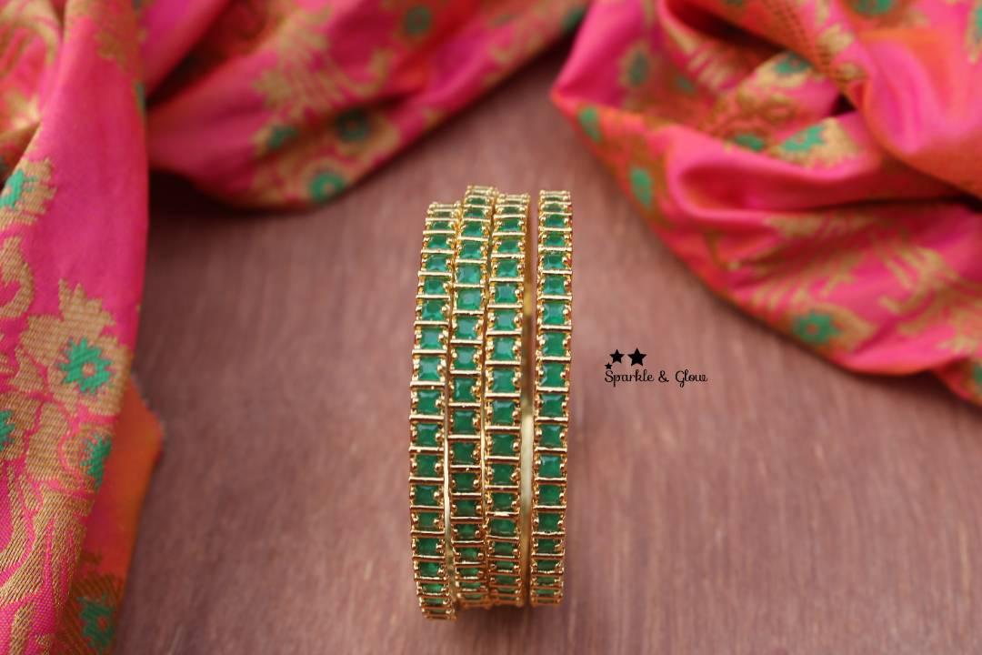 AD square shaped Stone bangles - Sparkle and Glow