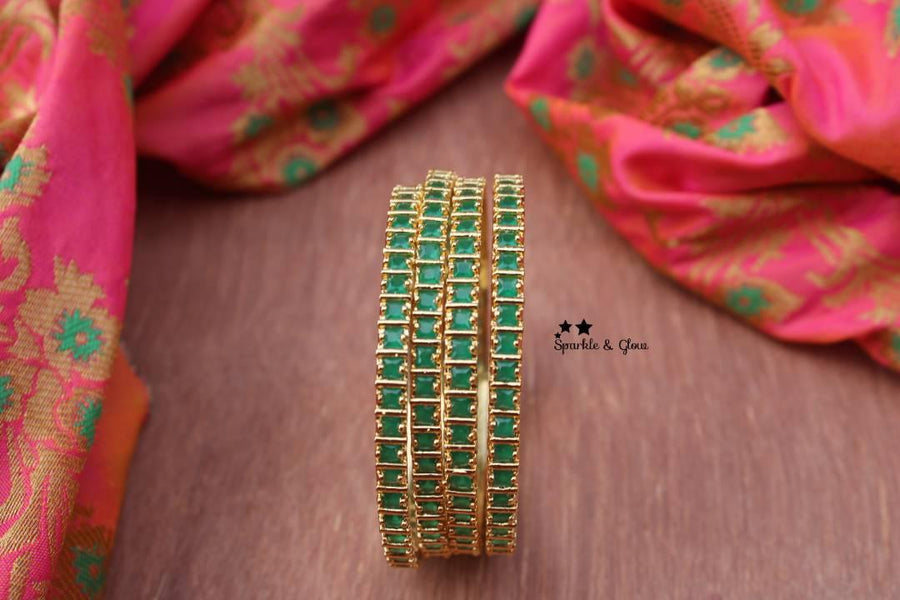 AD square shaped Stone bangles - Sparkle and Glow