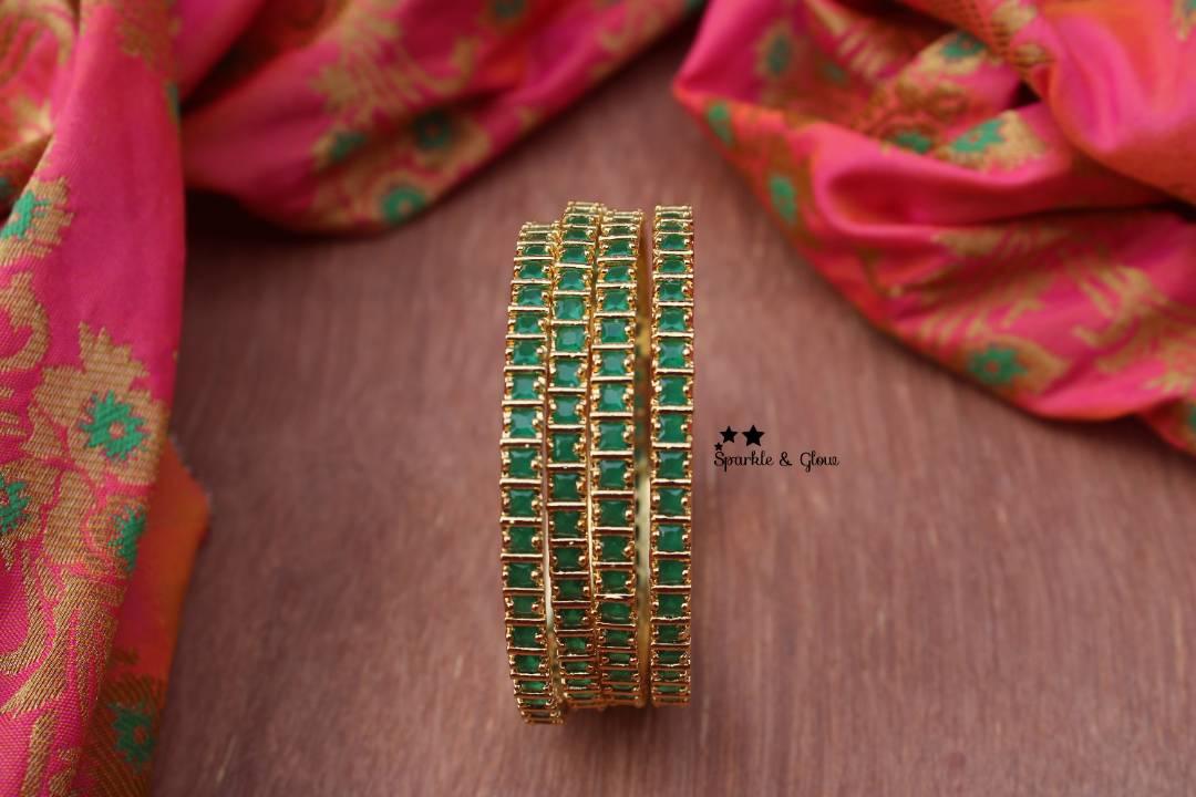 AD square shaped Stone bangles - Sparkle and Glow