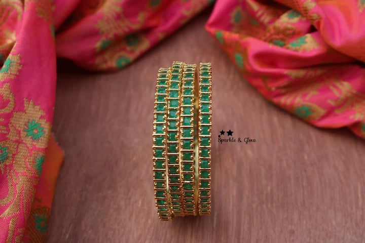 AD square shaped Stone bangles - Sparkle and Glow