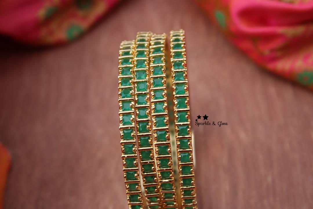 AD square shaped Stone bangles - Sparkle and Glow