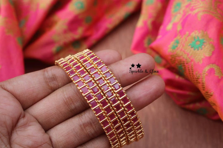 AD square shaped Stone bangles - Sparkle and Glow