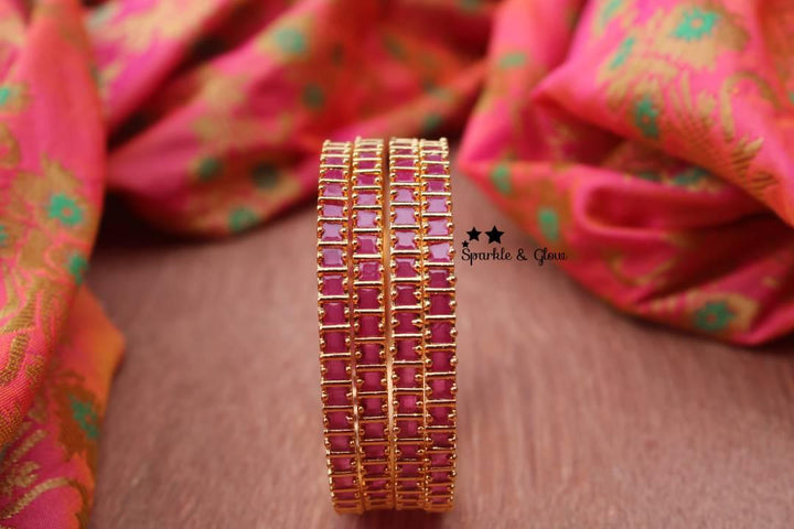 AD square shaped Stone bangles - Sparkle and Glow