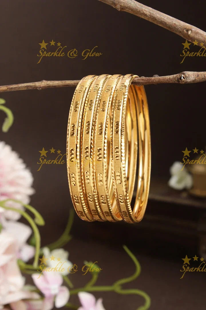 Gold alike Daily wear Thick Bangles - Set of four - 2.6 - Sparkle and Glow