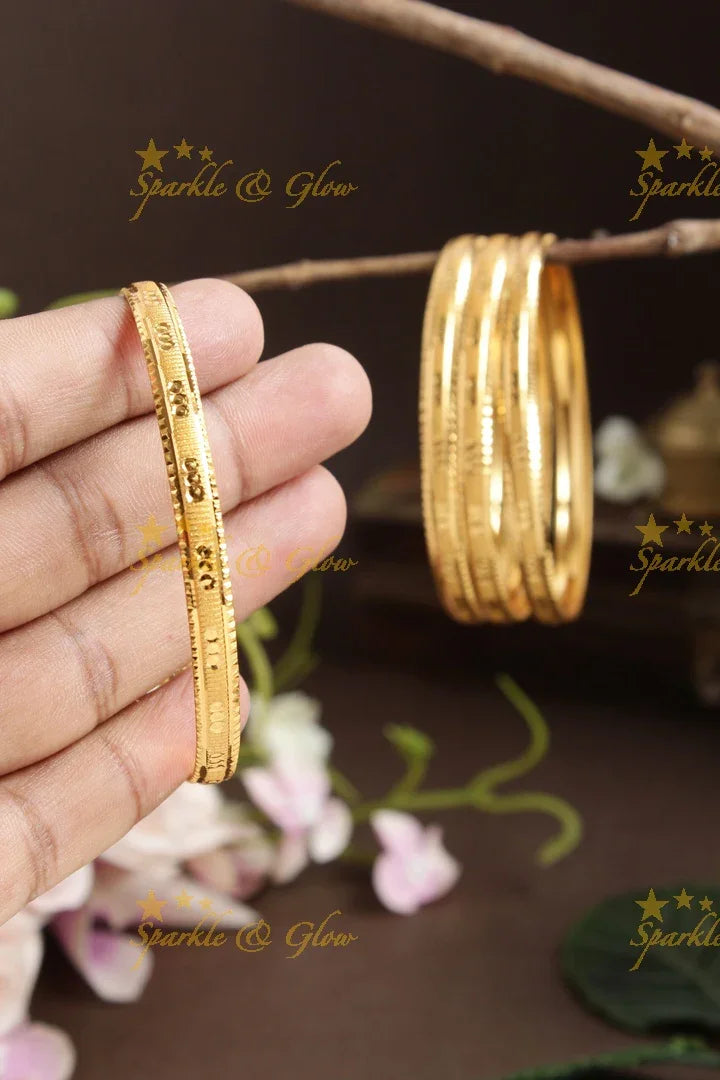 Gold alike Daily wear Thick Bangles - Set of four - 2.6 - Sparkle and Glow