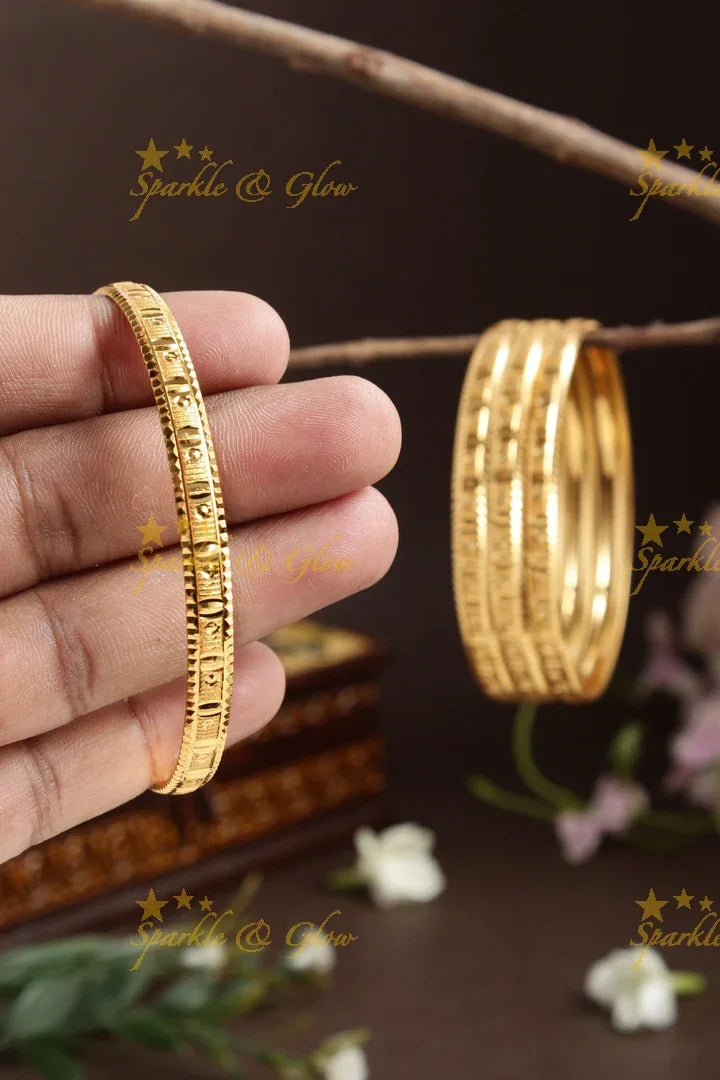 Gold alike Daily wear Thick Bangles - Set of four- 2.8 - Sparkle and Glow