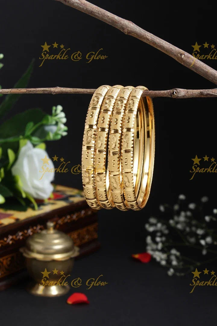 Gold alike Daily wear Thick Bangles - Set of four- 2.8 - Sparkle and Glow