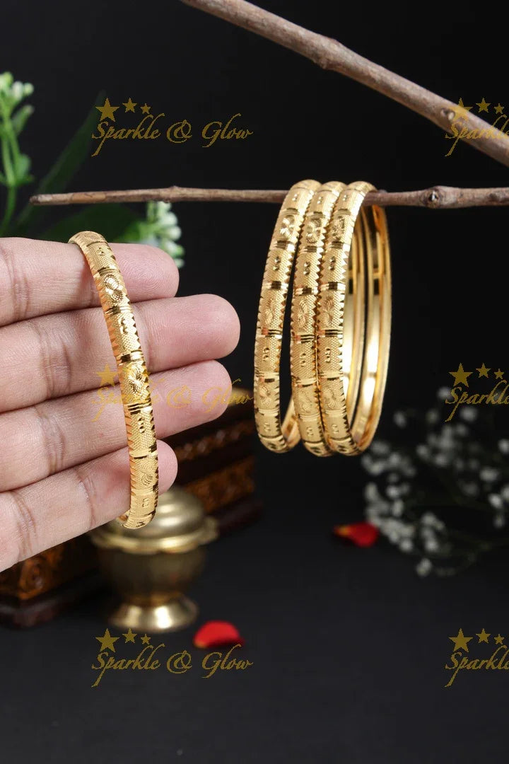 Gold alike Daily wear Thick Bangles - Set of four- 2.8 - Sparkle and Glow