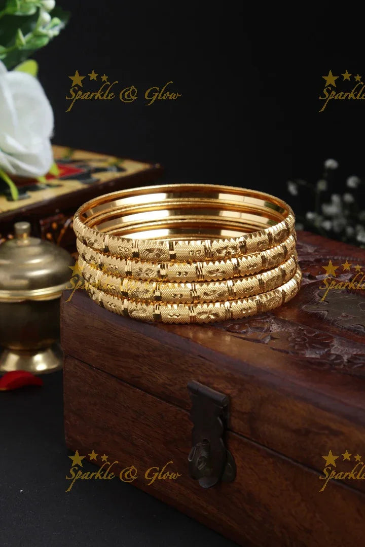 Gold alike Daily wear Thick Bangles - Set of four- 2.8 - Sparkle and Glow