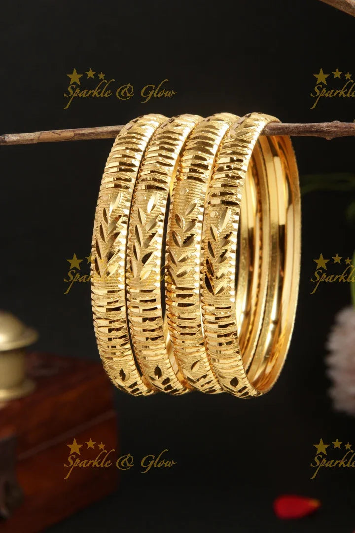 Gold alike Daily wear Thick Bangles - Set of four- 2.8 - Sparkle and Glow