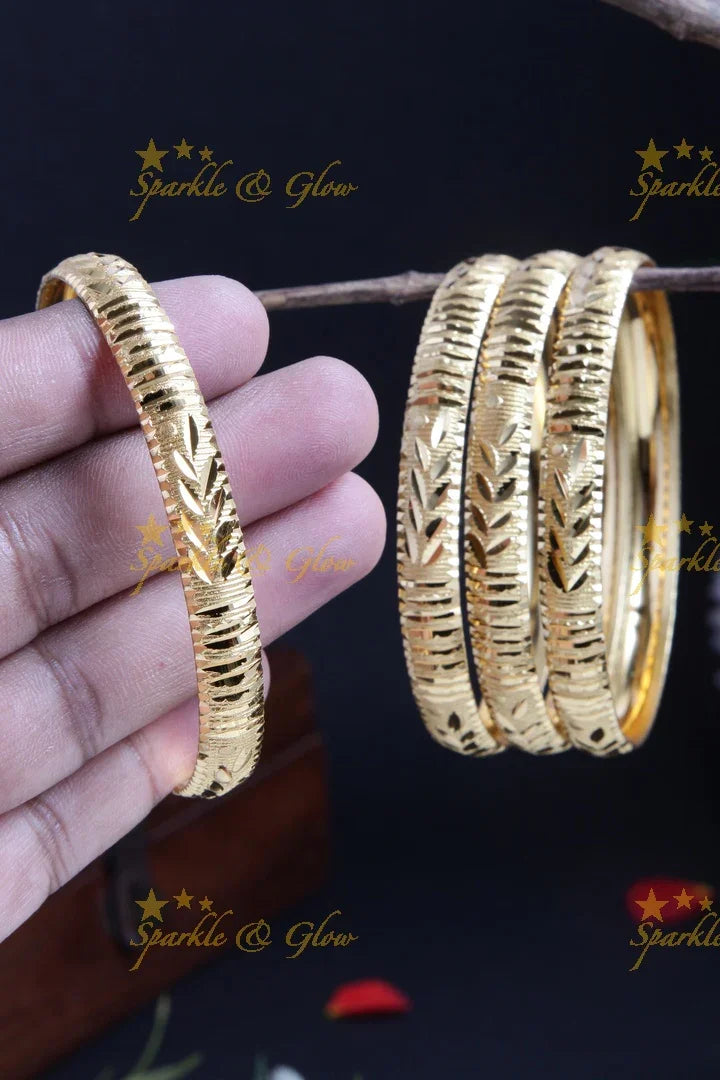 Gold alike Daily wear Thick Bangles - Set of four - 2.6 - Sparkle and Glow
