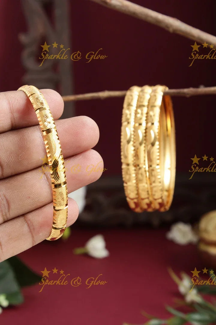 Gold alike Daily wear Thick Bangles - Set of four- 2.8 - Sparkle and Glow