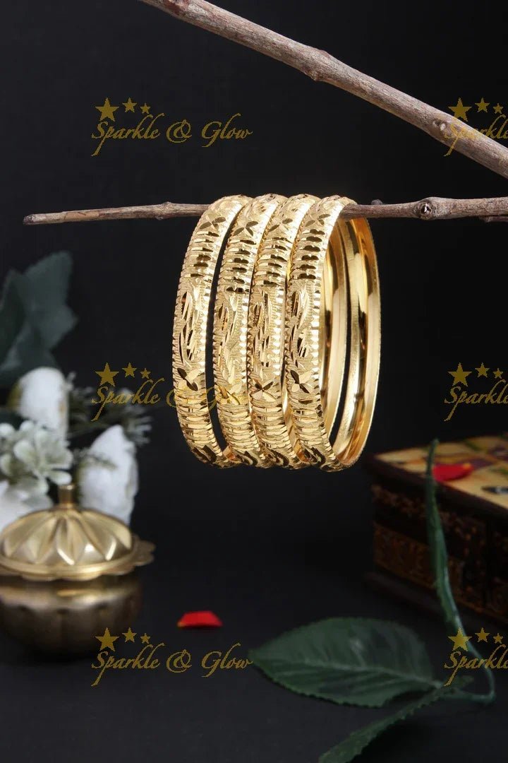 Gold alike Daily wear Thick Bangles - Sparkle and Glow
