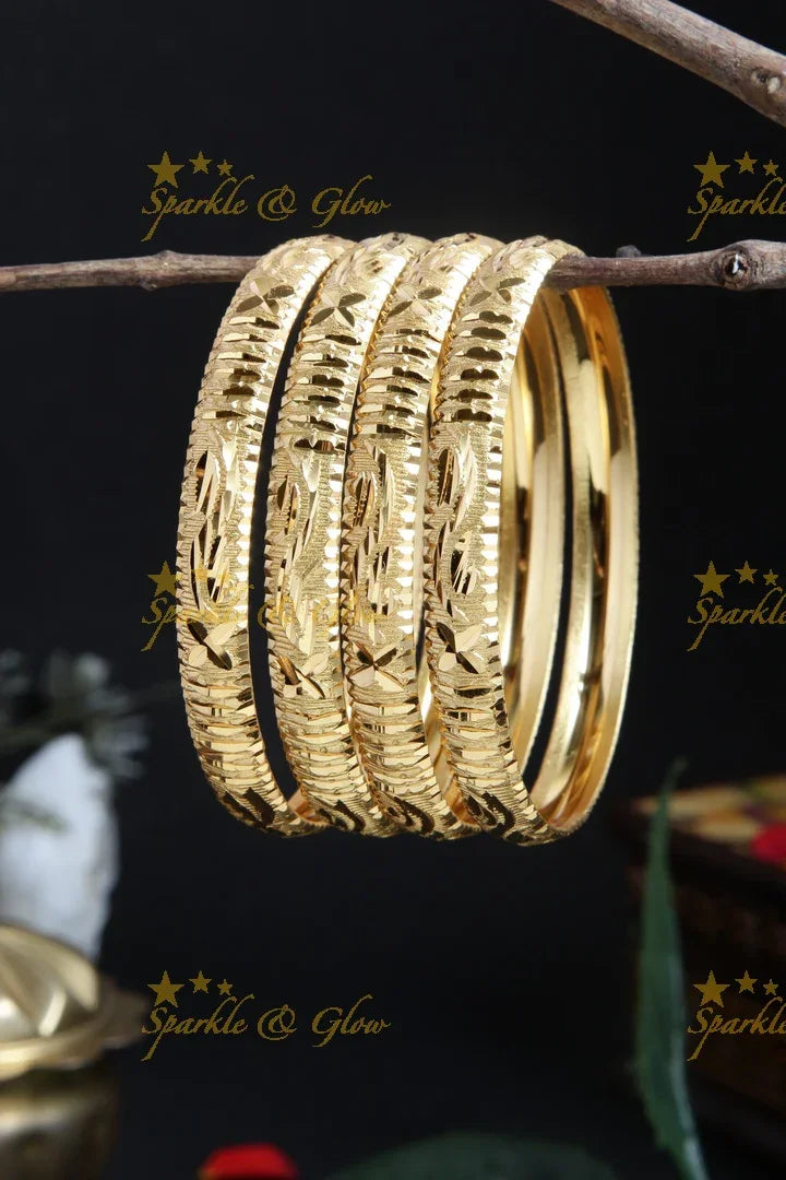 Gold alike Daily wear Thick Bangles - Sparkle and Glow