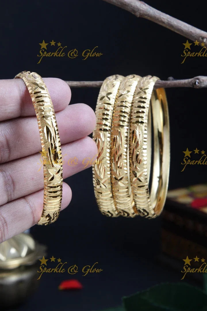 Gold alike Daily wear Thick Bangles - Sparkle and Glow