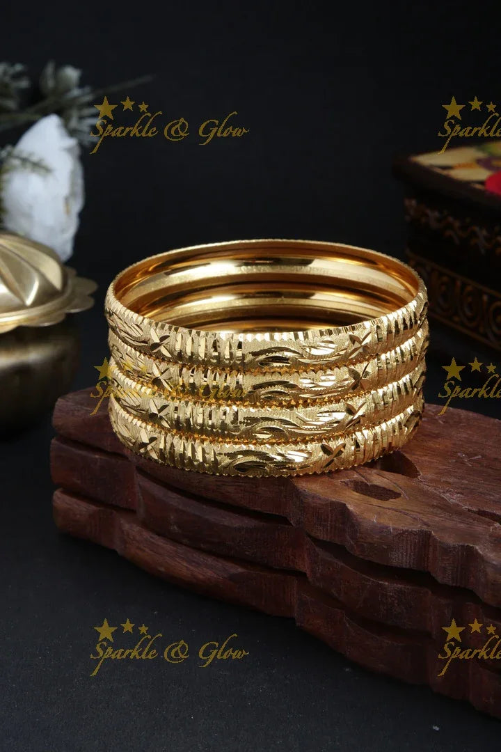Gold alike Daily wear Thick Bangles - Sparkle and Glow