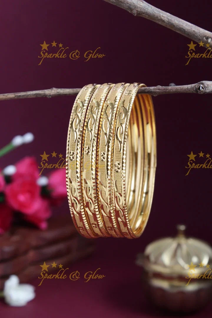 Gold alike Daily wear set of four bangles - 2.8 - Sparkle and Glow