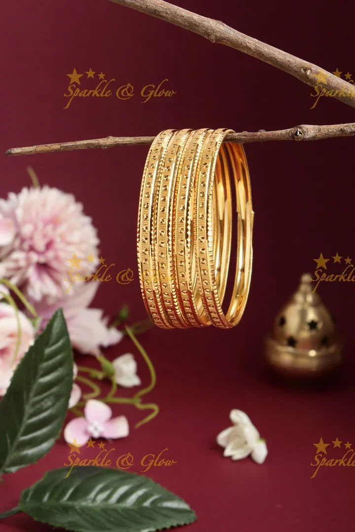Gold alike Daily wear set of four bangles - 2.4 - Sparkle and Glow