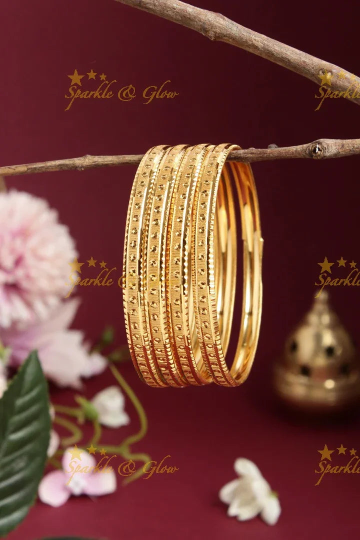 Gold alike Daily wear set of four bangles - 2.4 - Sparkle and Glow