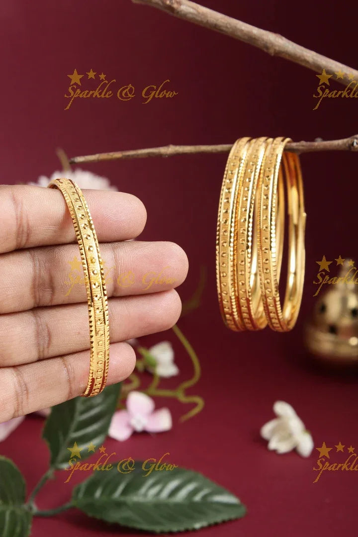 Gold alike Daily wear set of four bangles - 2.4 - Sparkle and Glow
