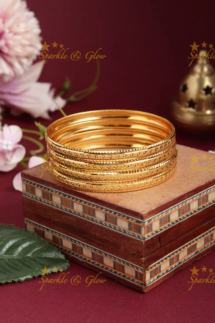 Gold alike Daily wear set of four bangles - 2.4 - Sparkle and Glow