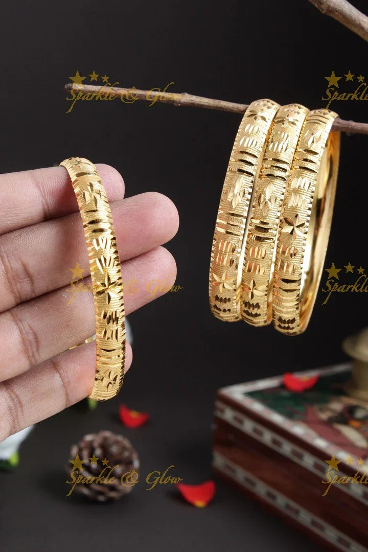 Gold alike Daily wear set of four bangles - 2.6 - Sparkle and Glow