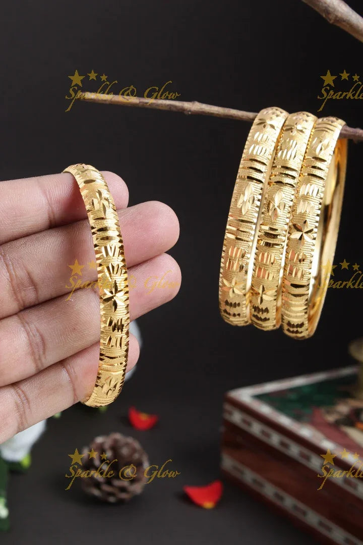 Gold alike Daily wear set of four bangles - 2.6 - Sparkle and Glow