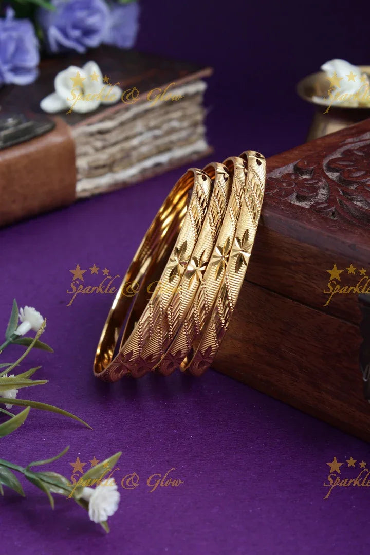 Gold alike Daily wear set of four bangles - 2.6 - Sparkle and Glow
