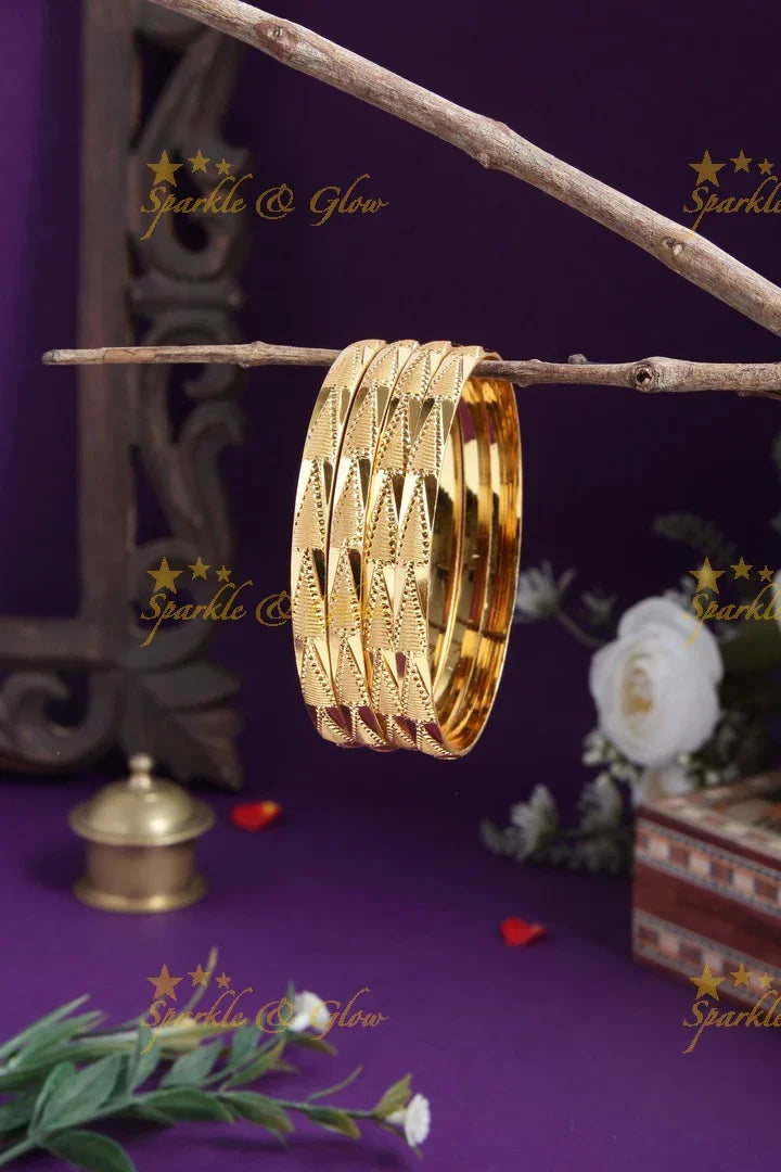 Gold alike Daily wear set of four bangles - Sparkle and Glow